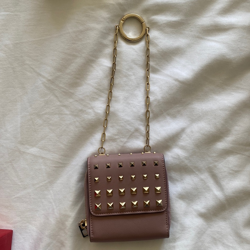 Valentino Garavani Pink Studded Key & Card Holder